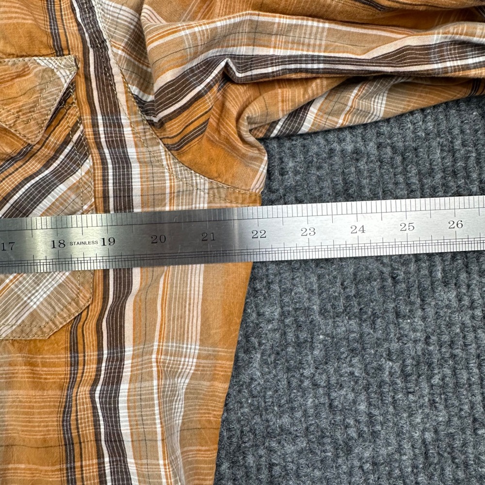 Prana Pearl Snap Button Down Shirt Mens Medium Long Sleeve Plaid Orange Medium - Picture 7 of 9